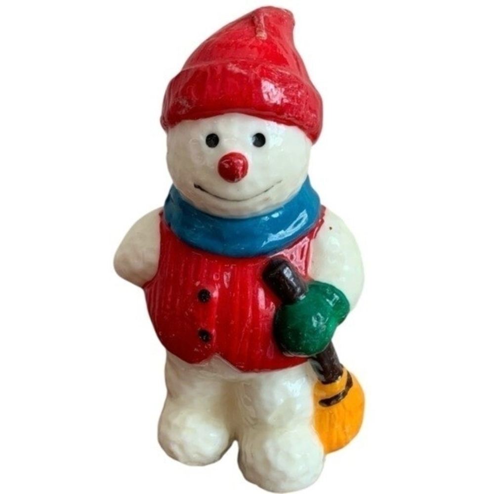 Vintage Christmas Snowman Decorative Wax Candle Multicolor Holiday Decor NWOT - Picture 2 of 7